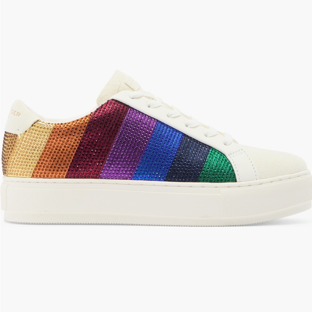 🌈 NWT Kurt Geiger Laney Stripe Crystal Sneakers sz 40/US 9